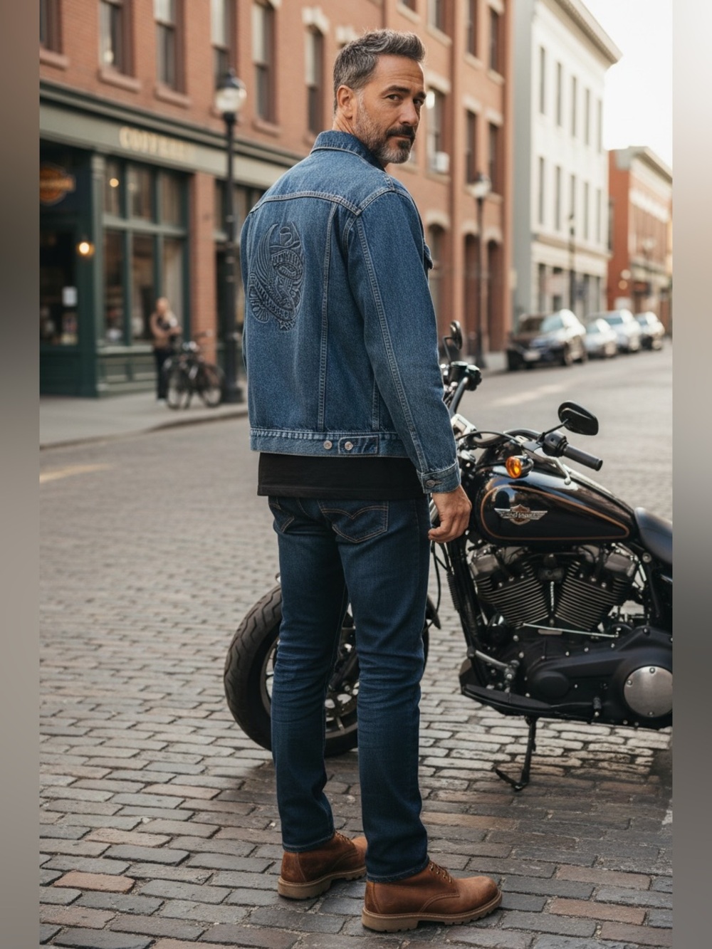 VTG Harley Davidson Denim Coat Jacket Live To Ride Embossed Men’s XL Made in USA